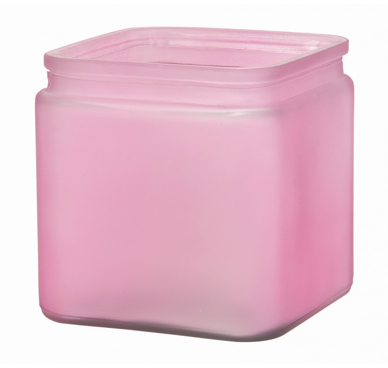 Pink Frost Glass Cube 